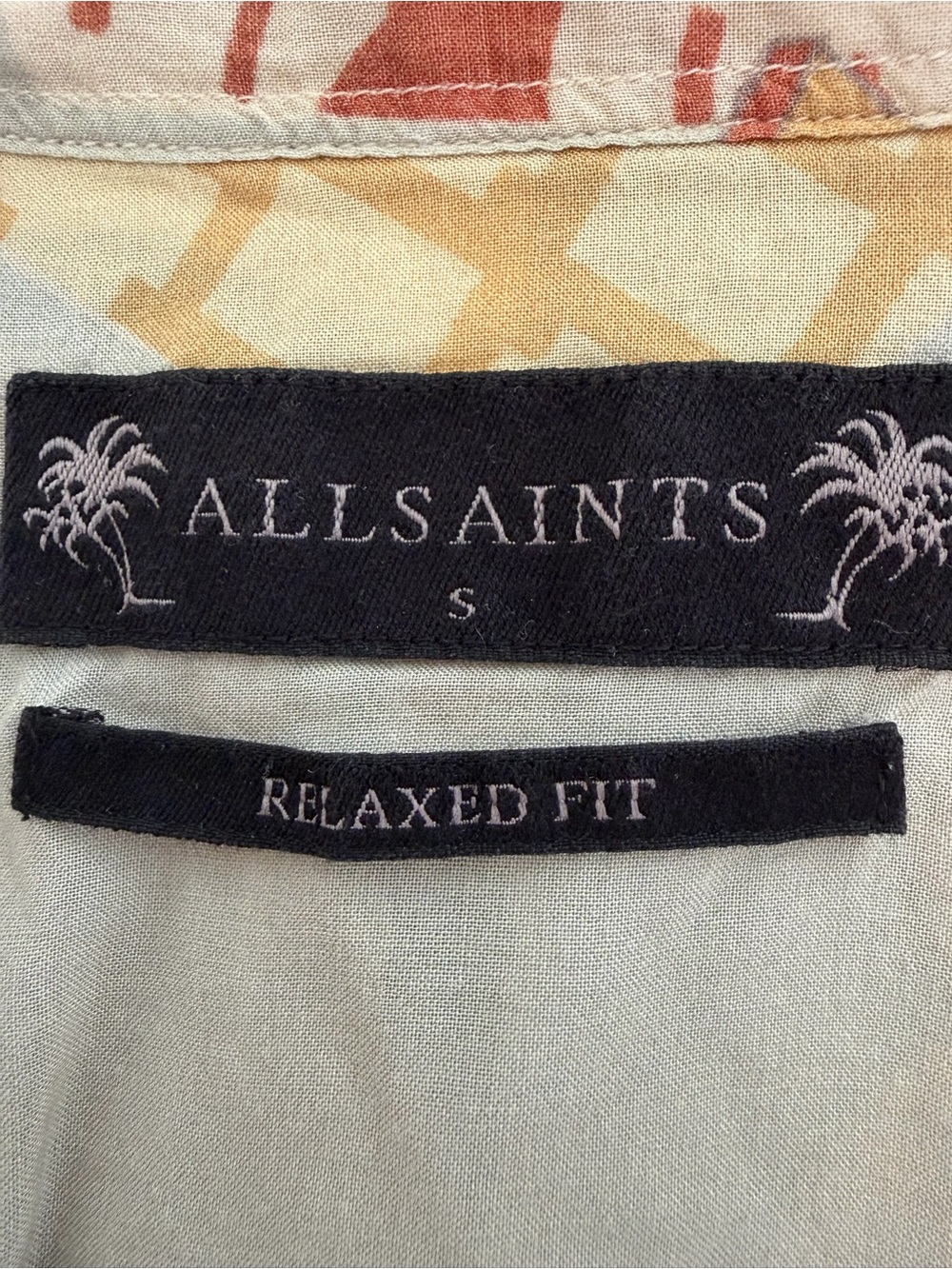 ALLSAINTS Abstract Print Camp Collar Button-Up Shirt Relaxed Fit Small - Picture 2 of 4